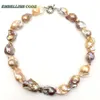 Large baroque pearl Irregular statement necklace tissue nucleated flameball peach purple mixed natural pearls popular jewelry 10201115248