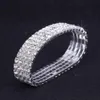 12 stuks lot 4 rij kristal diamante strass elastische bruidsbangband armband rek hele bruiloft accessoires voor vrouwen331N