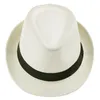 Fashion للجنسين Starw Panama Fedora Hats أنيقة الصيف الصيفية البذيئة Brim Beach Caps Ivory ZDS6 10201B