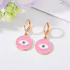 Emaille Türkische Evil Eye Creolen Glück Blau Rot Auge Charm Kreis Baumeln Ohrring Für Frauen Schmuck