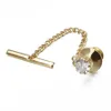 Broches HAWSON Heren Crystal Tie Tack Met Ketting Gouden Clip Party Accessoires Voor Mannen 11 Kleur Optioneel264d2648908