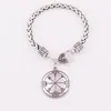 First Pentacle Of Jupiter Talisman Gold Bronze Or Silver Solomon Pentacle Pendant Wheat Chain Bracelet For Wealth Jewelry330n
