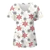 Kvinnors T -skjortor Jul Santa Womens Short Sleeve V Neck Printed Top Nurses Working Blus med fickor juniorer aktiva