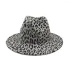 Boinas Sombrero moda unissex lã plana lã feltro jazz fedora hats homens mulheres leopard grão trilby panamá formal hf138