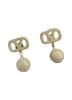 2023 Boucles d'oreilles Designer pour femmes Stud Luxury Gold Heart Shape Pearl Crystal Gol Double V Letter 925S Silver Jewelry Classic 89494