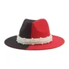 Berets Hat Fedoras Hats Winter Women Patchwork Felt Caps Men Fedora Red Black Fashion Luxury For Sombreros De Mujer Gorros