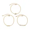 3 pièces/ensemble bracelets de cheville en or pour femmes bijoux de mode Style bohème femme gland perle pied chaîne couleur argent