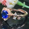 Cluster Rings 20x11mm Princess Cut Pink Kunzite Blue Sapphire CZ Women Rose Gold Silver Ring Selling Wholesale