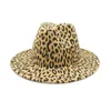 Boinas Sombrero moda unissex lã plana lã feltro jazz fedora hats homens mulheres leopard grão trilby panamá formal hf138