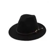 Boinas 2022 moda hombres mujeres sombrero Fedora con cinturón de cuero ala ancha Panamá Jazz