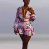 Women's Two Piece Pants Streetwear Floral Printed 2 Piece Set Women Shorts and Top Y2K Clothes Night Club Party Birthday Outfits Matching Sets Wholesale T221012
