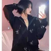 Hip Hop Mens Women Hoodie Black Rhinestone Star Pattern Pickla Cardigan Designer Hoodies Warm Sweater Oversize Sweatshirt Plus Size