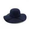 Bérets Vintage élégant dame femmes fille mode large bord disquette feutre chapeau fête laine chapeau melon Cloche Sombrero haut HF101