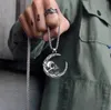 Fashion Creative Titanium Steel Crescent Skull Pendant Necklace Retro Punk Hip Hop Men's Necklace Jewelry