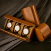 Watch Boxes PU Leather 3 Slots Box Portable Vintage Jewelry Roll Storage With Slid In Out Organizer Holder Men Women Gift