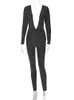 Women s Jumpsuits Rompers Hugcitar Bling Glitter Women Deep V Neck Backless Skinny Jumpsuit Bodycon Sexy Streetwear Party Club Elegant Shine 221119