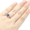 Pierścienie klastra 20x11 mm Księżniczka Cut Pink Kunzite Blue Sapphire CZ Women Rose Gold Silver Pierścień Sprzedaż hurtowa