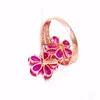 Cluster Rings 585 Purple Gold Plated 14K Rose Inlaid Ruby Flower For Women Resizable Fashion Fresh Light Luxury Jewelry