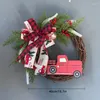 Декоративные цветы красный грузовик рождественский венок в входной дверь