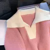 Tröjor kvinnor koreansk stil chic rosa pullovers mode enkel stickad höst vinter långärmad lös ribben varm 2023