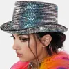 Boinas de luxo lantejoulas de shinestone pérolas diamantes para mulheres chuveiro chuveiro hip hop steampunk mágico magia fedora taps