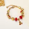 Handmade Jewelry Wholesale Charm Bracelets European Style DIY Large Hole Gold Bracelet Christmas Gifts For Women Bell Pendant Red Crystal 3D Star Snowflake