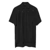 Men's Casual Shirts Men's Men's Short Sleeve Shirt Summer Dark Lapel Personality Cross Braided Belt Stitching Back X Design Fashion