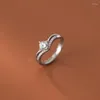 Cluster-Ringe, V-förmiger Ring aus 925er Sterlingsilber für Frauen, zierlicher CZ, stapelbarer Finger, doppellagig, minimalistischer Schmuck, Brautjungfern-Geschenk