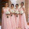 Элегантные розовые платья подружки невесты Длинные шифоновые платья в стиле кантри Пляжные платья для подружек невесты Свадебная торжественная одежда5365363