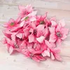 Dekorativa blommor 50 Pack Glitter Poinsettia Christmas Tree Ornaments 5inch Artificial Silk Picks Decor Wreath Garland (Pink)