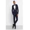 Costumes pour hommes 2022 bleu marine hommes mariage sur mesure Slim Fit marié Tuxedos pour garçon d'honneur homme costume veste pantalon arc