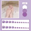 Faux ongles 24 pièces ongles brillants lavande violet faux ongles pour femmes et filles Patch Press-on SAL99