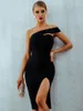 Party Dresses White Blue Bodycon Bandage Dress Women 2022 Summer Sexy Elegant Black One Shoulder Strapless Celebrity Runway