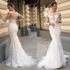 Illusion Mermaid Bohemian Wedding Dress O Neckline Long Sleeve Modest Lace Applique Bridal Gown