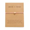 Card Love Bracelet Simple Gold Heart Pendant Blessing Card Woven Hand Rope Bracelet