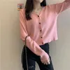 Women's Knits Women's Short Sweater V-neck Long Sleeve Slim Knit Cardigan Retro Solid Color Top Jacket