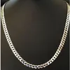 Mäns glänsande 5mm platt trottoarkant Miami Cuban Chain Solid 925 Silver310t