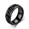 8mm Spinner Stainless Steel Fidget Ring Anxiety Ring For Men With Curb Chain Inlay MENS WEDDING BAND