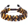 Strand 8mm Tiger Eye Lava Rock Stone Mens Macrame Justerbara armband 2023 Fashion Essential Oil Diffuser flätade repsmycken