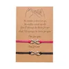 Brazalete de tarjeta aleación simple 8 caracteres tejido a mano ajustable pareja brazalete manual cuerda