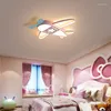 Kroonluchters creatief vliegtuig leidde kroonluchter voor kinderkamer slaapkamer sterrenprojectie blauw/roze moderne verlichting