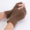 Halbfingerhandschuhe Winter Outdoor Unisex Paar Strickhandschuhe Wolle Stricken Fingerlose Handschuhe Jacquard Häkeln Elastische Fäustlinge