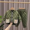 Manteau chaud mignon infantile nouveau-né bébé filles vêtements solides pantalons longs 2 pièce/ensemble tenue coton bébé garçons survêtement ensemble 0-4 ans