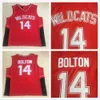 NCAA Koleji Erkekler Zac Efron Troy Bolton 14 Doğu Lisesi Wildcats Kırmızı Basketbol Formaları Ev Vintage Dikişli Gömlekler S-XXL