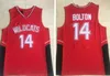 NCAA Koleji Erkekler Zac Efron Troy Bolton 14 Doğu Lisesi Wildcats Kırmızı Basketbol Formaları Ev Vintage Dikişli Gömlekler S-XXL