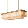 Chandeliers Glace Calcite Rectangular Modern Retro Tiers Marble Stone Pendant Lights Farmhouse Living Room Dining Lamps