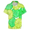 Camicie casual da uomo Camicia Hawaii al limone e lime Camicette da uomo luminose agli agrumi a maniche corte Oversize alla moda