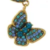 Broşlar muyinda moda rhinestone mavi renk kadınlar için üç kelebek güzel böcek pimi kış tasarım takı