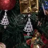 Dangle Noel Ağacı Küpeler Gümüş Altın Kaplama Zirkon Noel Ağacı Dangle Küpe