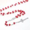 Collana del rosario perla colorato croce cristiana sacro padre vergine cattolico gioielli